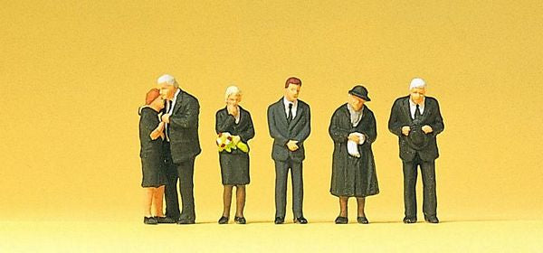 Preiser 10521 HO Scale Funeral Attendees -- pkg(6)