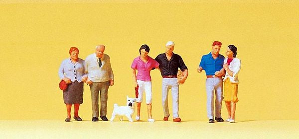 Preiser 10527 HO Scale Standing Couples w/Dog -- pkg(6)