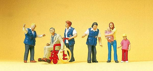 Preiser 10534 HO Scale Working People -- 3 Travelers' Aides Assisting 3 Travelers