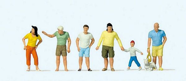 Preiser 10672 HO Scale Passers-By in Summer Clothes -- pkg(6)