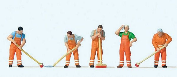 Preiser 10713 HO Scale Working People -- Street Cleaning Workers pkg(5)