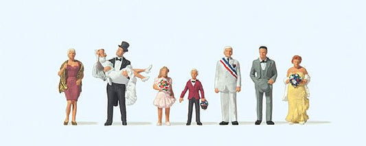 Preiser 10790 HO Scale Wedding Couple with Guests -- pkg(8)