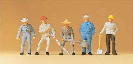 Preiser 14017 HO Scale Railroad Personnel -- Track Workers pkg(6)