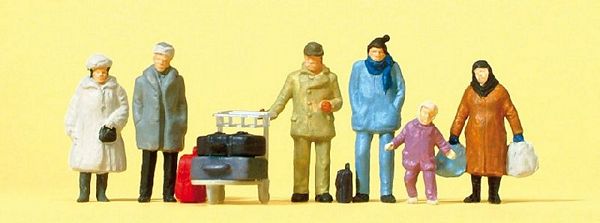 Preiser 14038 HO Scale Passengers -- Travelers in Winter Clothing pkg(6)