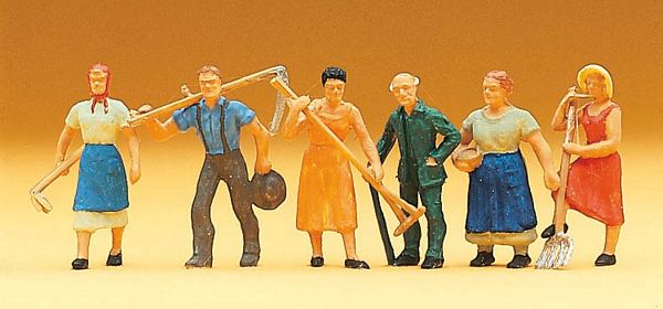 Preiser 14040 HO Scale Working People -- Farm Workers pkg(6)