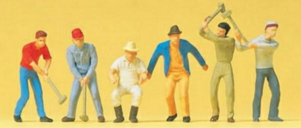 Preiser 14075 HO Scale Working People -- Workers pkg(6)