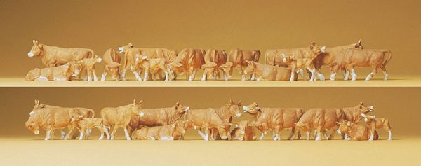 Preiser 14409 HO Scale Cows pkg(30) -- Brown & White