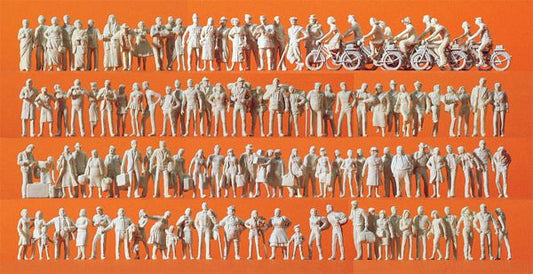 Preiser 16337 HO Scale Unpainted Figure Set -- Passengers & Passers-By pkg(120)