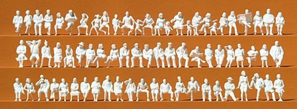 Preiser 16358 HO Scale Seated People -- Unpainted pkg(72)