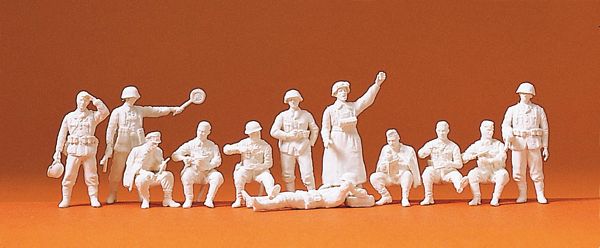 Preiser 16501 HO Scale Former German Army WWII - Unpainted Figures -- Infantry at Rest pkg(12)