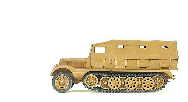 Preiser 16562 HO Scale Former German Army WWII SdKfz 11 Series Medium Half-Track (Plastic Kit) -- Closed Version - Desert Tan