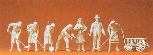 Preiser 16568 HO Scale Military - WWII Unpainted Civilian Figures -- Women Working in Ruins pkg(7)