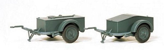 Preiser 16574 HO Scale Military - Former German Army WWII - Trailers (Plastic Kit) -- SdAnh 51 w/Muntions & Tools pkg(2)