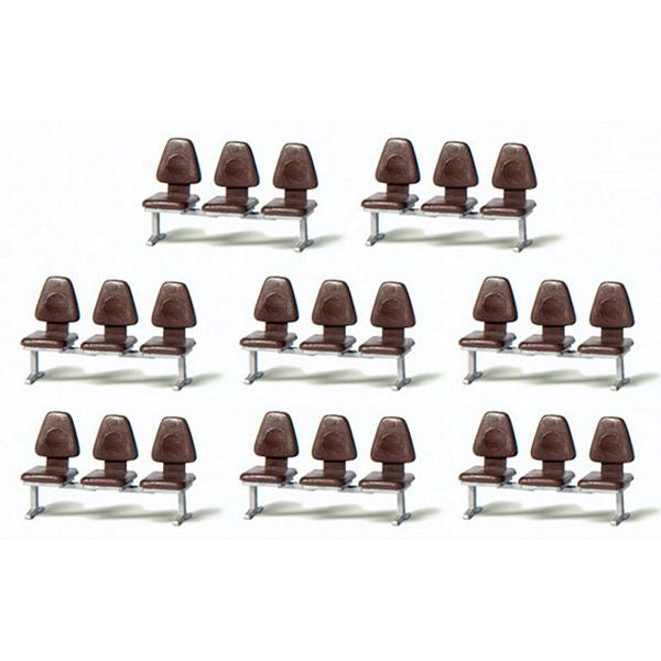 Preiser 17215 HO Scale Modern Modular Seating -- 3-Seat Units pkg(8)