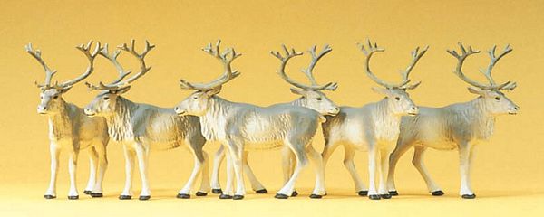 Preiser 20394 HO Scale Reindeer pkg(6)