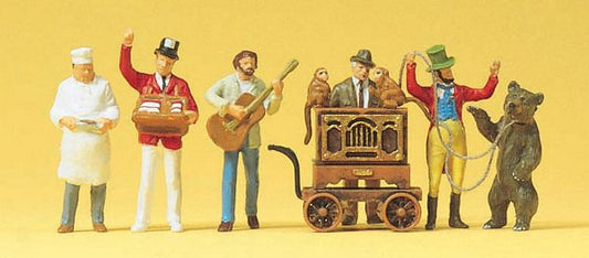 Preiser 24653 HO Scale Fair Musicians/Vendors pkg(6)