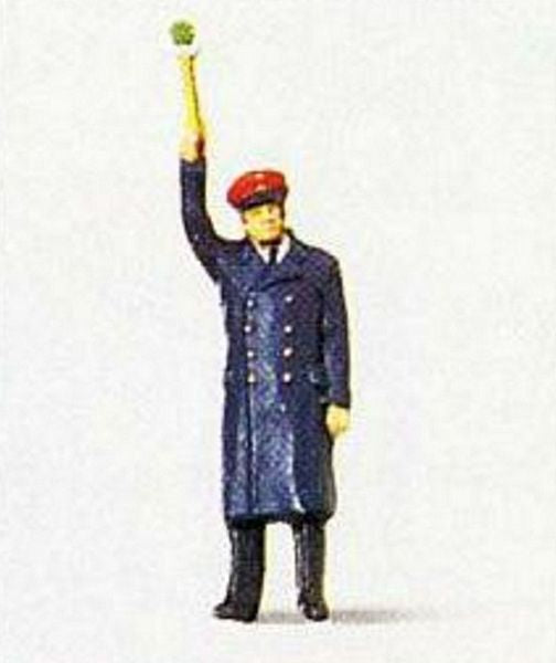 Preiser 28002 HO Scale Individual Figure - Railway Personel -- Platform Dispatcher w/Signal Paddle