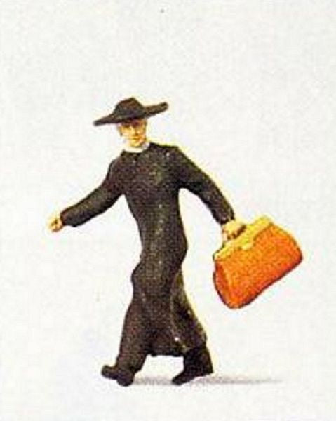 Preiser 28015 HO Scale Individual Figure - Travelers -- Priest in a Hurry