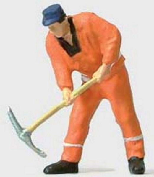 Preiser 28090 HO Scale Worker -- Track Worker w/Pick