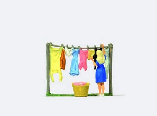 Preiser 28110 HO Scale Laundry Day -- Woman Hanging Clothes