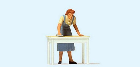 Preiser 28134 HO Scale Individual Figure -- Housewife Cleaning the Table