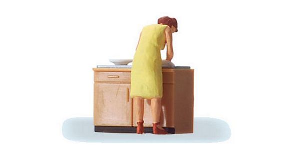 Preiser 28145 HO Scale People At Home -- Woman Doing Dishes