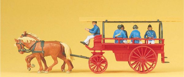 Preiser 30427 HO Scale Emergency - Horse-Drawn Fire Equipment -- "Flying Squad" Personnel Wagon