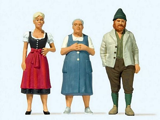 Preiser 44921 G Scale People in Bavarian Costume -- 2 Women & 1 Man