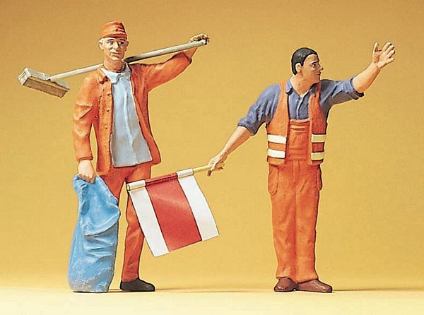 Preiser 45008 G Scale Highway Workers -- Sweeper & Flagman