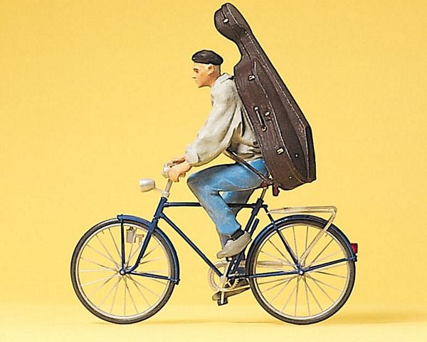 Preiser 45070 G Scale Pedestrians -- Music Student On A Bicycle