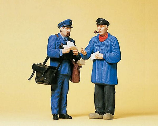 Preiser 45093 G Scale Pedestrians 1/24 Scale -- Letter Carrier & Letter Recipient