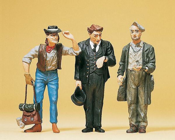 Preiser 45099 G Scale Pedestrians -- Railroad Conductor & Two Hobos