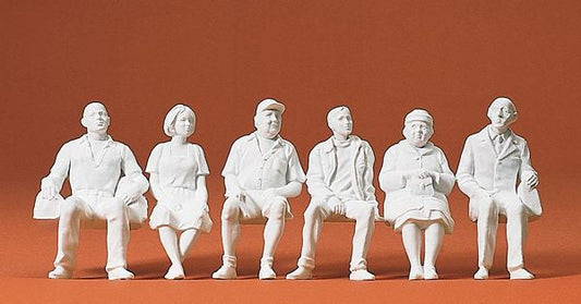 Preiser 45183 G Scale Unpainted Figures -- Seated Persons (4 male, 2 female)