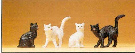 Preiser 47063 44221 Scale Domestic Animal Figures, 1/24 - 1/25 Scale -- Assorted Cats