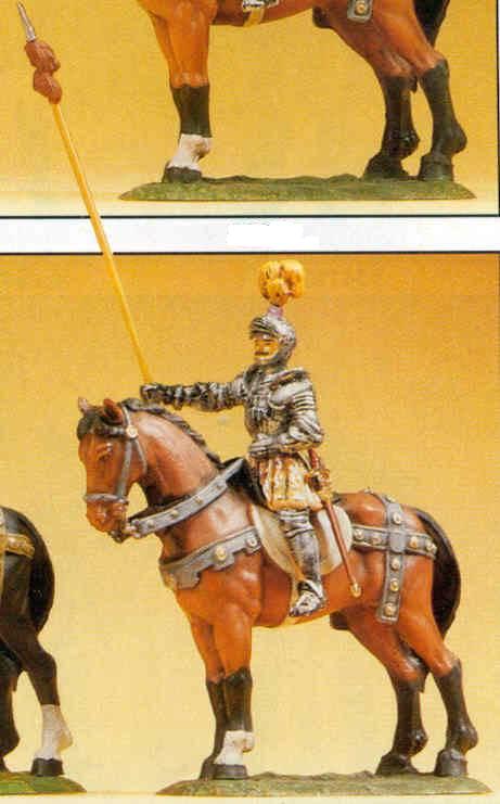 Preiser 52354 44221 Scale European Soldier Figures - 1500s 1/25 Scale -- Herold On Horsebak w/Lance