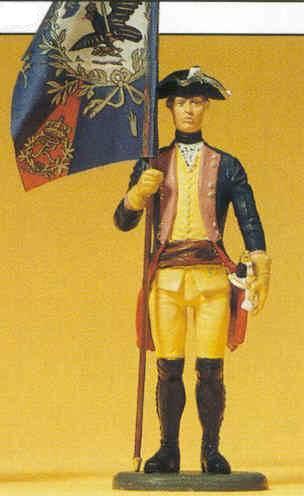 Preiser 54117 44220 Scale Prussian Army Circa 1756, 7th Infantry 1/24 Scale -- Flagbearer w/7th Infantry Regimental Colors