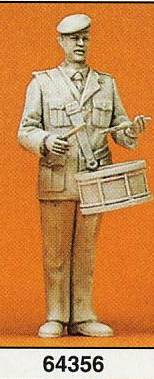 Preiser 64356 12785 Scale Military - Modern German Army (BW) - Unpainted Band Figure (Plastic Kit) -- Male Snare Drummer