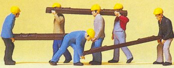 Preiser 10034 HO Railroad Workers Carrying Railroad Ties (6)