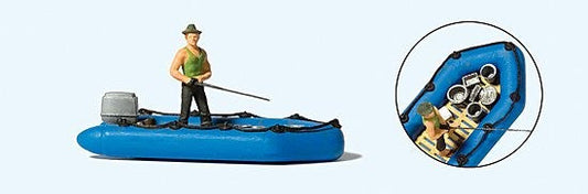 Preiser 10687 HO Angler (Fishman) in Dinghy Boat