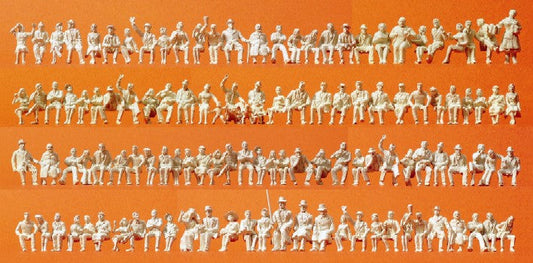 Preiser 16328 HO Unpainted People Sitting (120) (Kit)