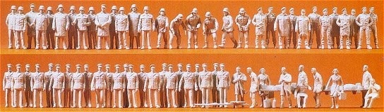 Preiser 16339 HO Unpainted Firemen, Police, & Rescue Service (60) (Kit)