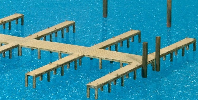 Preiser 17315 HO Wood-Type Boat Pier w/Docks (Kit)