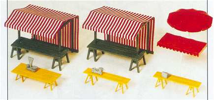 Preiser 17500 HO Outside Market Stalls (2) w/Accessories (Kit)