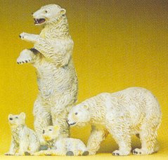 Preiser 20384 HO Polar Bears & Cubs (4)