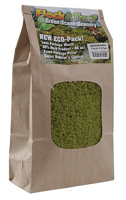 Scenic Express 802E All Scale Flock & Turf Ground Cover ECO Pack Bag - 48oz 1.4L -- Coarse - Light Green