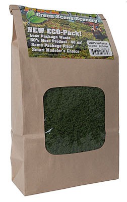 Scenic Express 806E All Scale Flock & Turf Ground Cover ECO Pack Bag - 48oz 1.4L -- Coarse - Grass Green