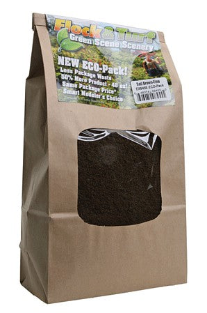 Scenic Express 845E All Scale Flock & Turf Ground Cover ECO Pack Bag - 48oz 1.4L -- Fine - Soil Brown