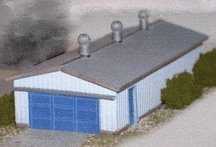 The N Scale Architect 30012 Z Scale Nansen Street Models - Division of N Scale Architect -- Corrugated Storage Building w/ Roof Details - 3 x 1 x 3/4" 7.6 x 2.5 x 1.9cm