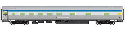 Walthers Mainline 30109 HO Scale 85' Budd 10-6 Sleeper - Ready to Run -- Via Rail Canada (silver, blue, yellow)