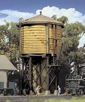 Walthers Cornerstone 2813 HO Scale Wood Water Tank - Built-ups -- Assembled - Yellow Ochre - 3-1/2 x 3-7/8 x 6-5/8" 8.7 x 9.6 x 16.5cm